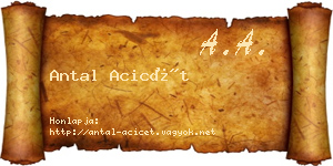 Antal Acicét névjegykártya